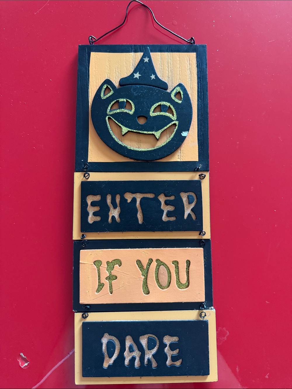 Halloween Wall Sign "Enter If You Dare" - Black and Orange